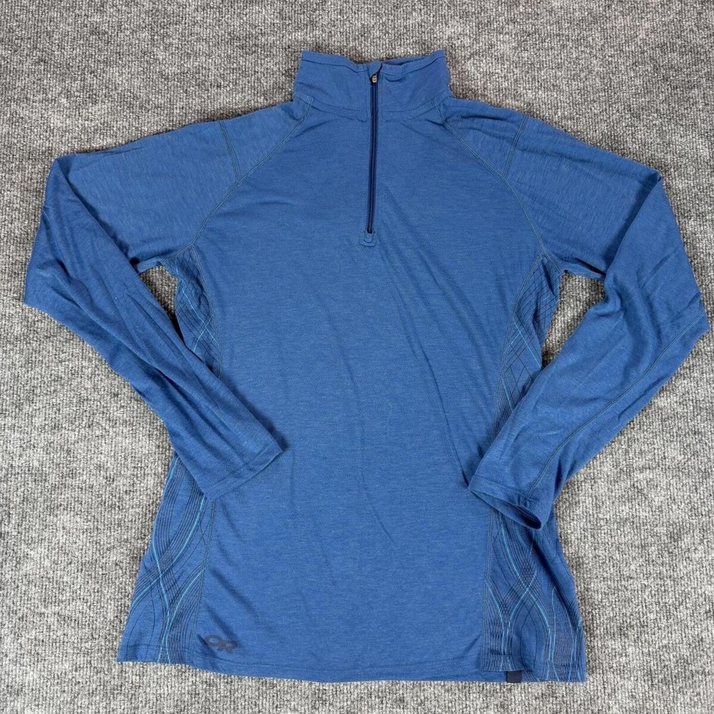 Outdoor Research Womens Blue Quarter Zip Pullover Long Sleeve Active Top Small